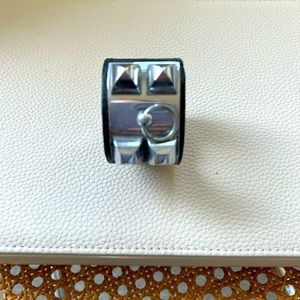 Real leather, studded bracelet cuff